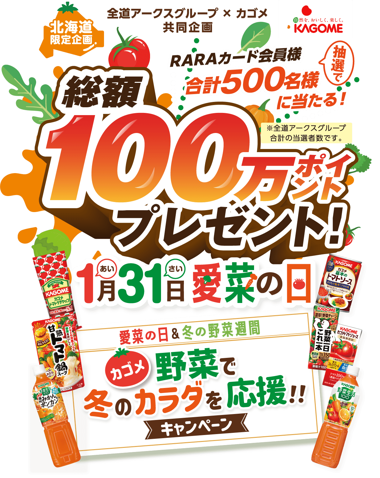 カゴメ「1月31日愛菜の日 野菜で冬のカラダを応援！！」キャンペーン